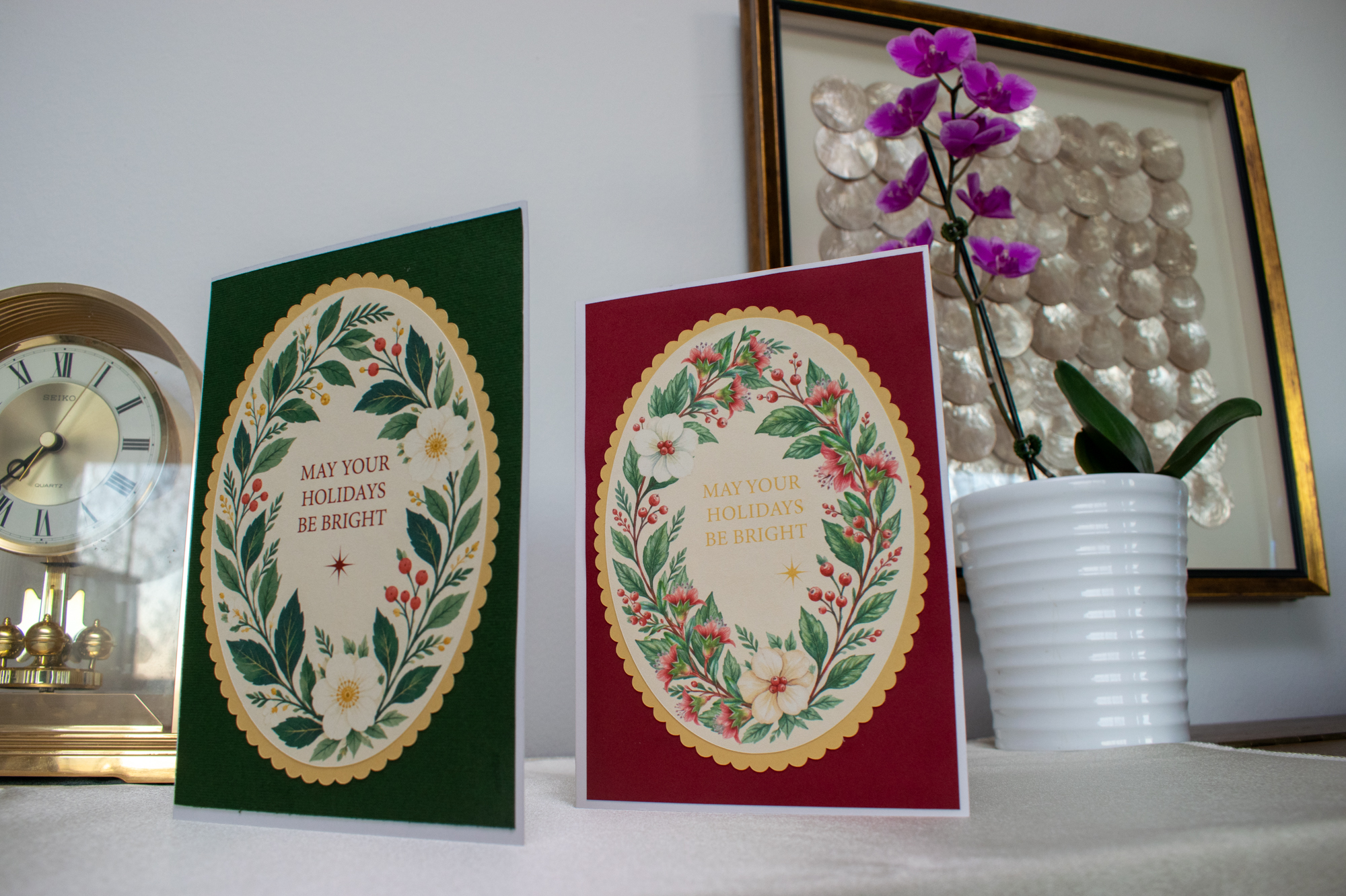 Printed floral promotional cards
