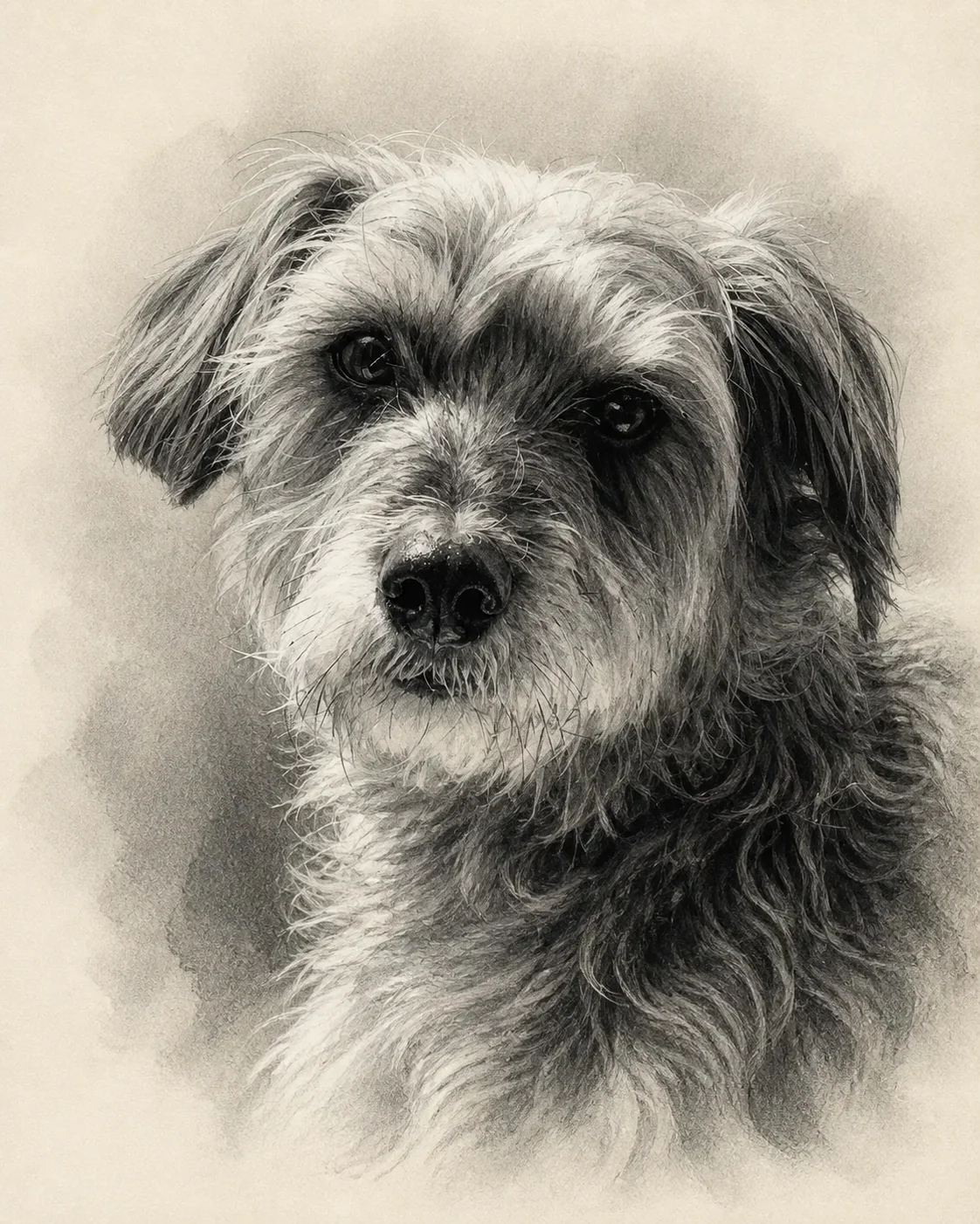 Detailed black-and-white portrait of Sherlock